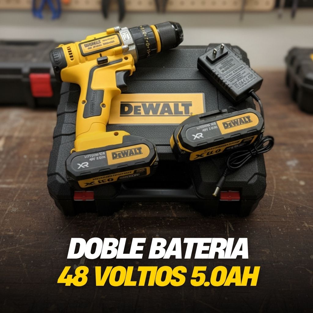 Taladro Inalambrico 48v doble batería + 24 accesorios