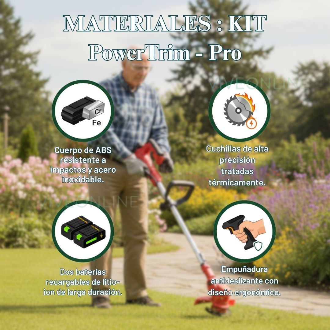 PowerTrim Pro ™ | Kit Guadaña 3 en 1 Recargable 2 Baterías 48v + accesorios completos + Regalo