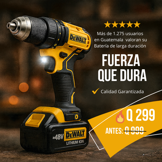 Taladro Inalambrico 48v doble batería + 24 accesorios